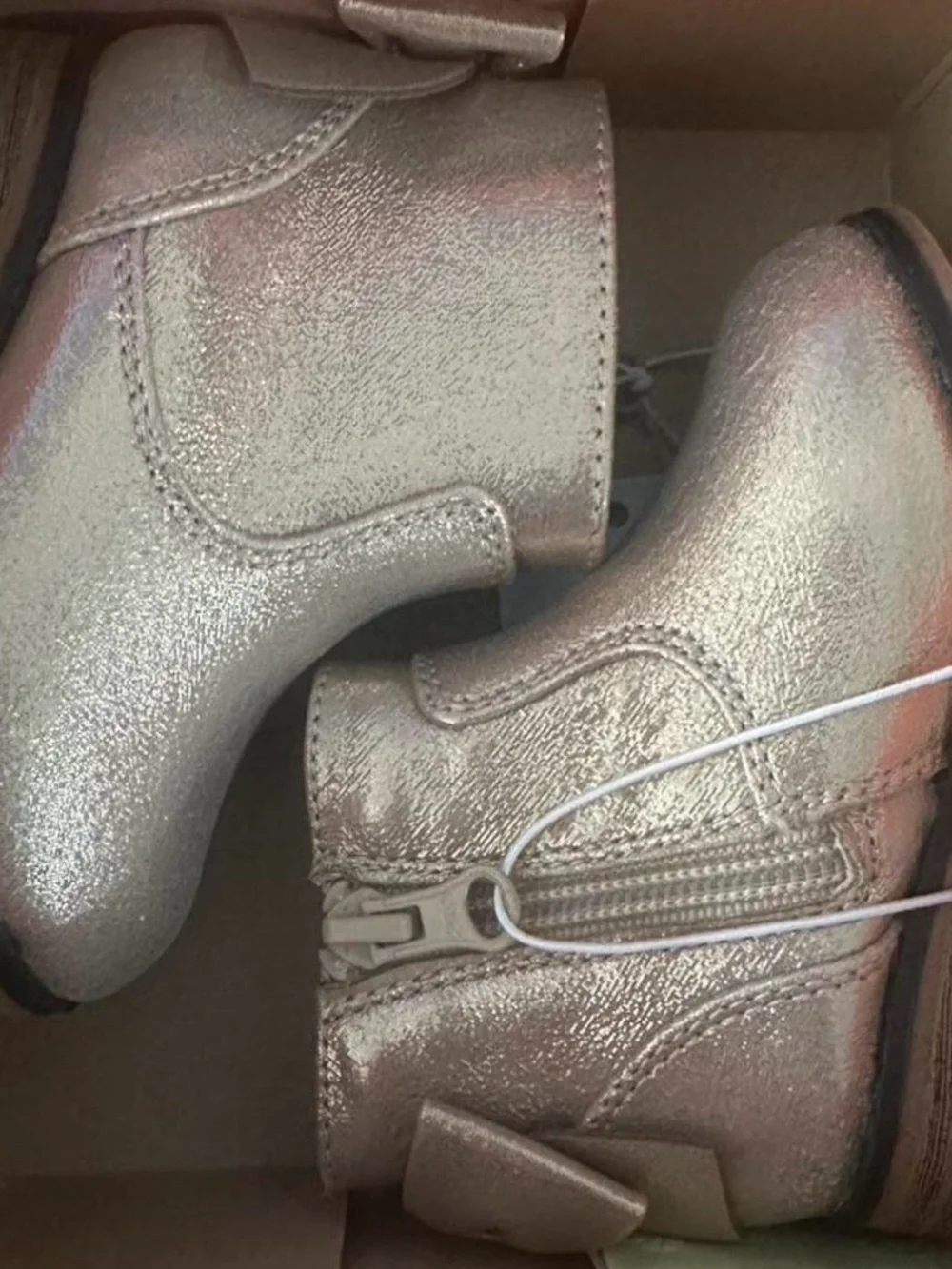 Cat & Jack Girls Metallic Rose Gold Ankle Boots